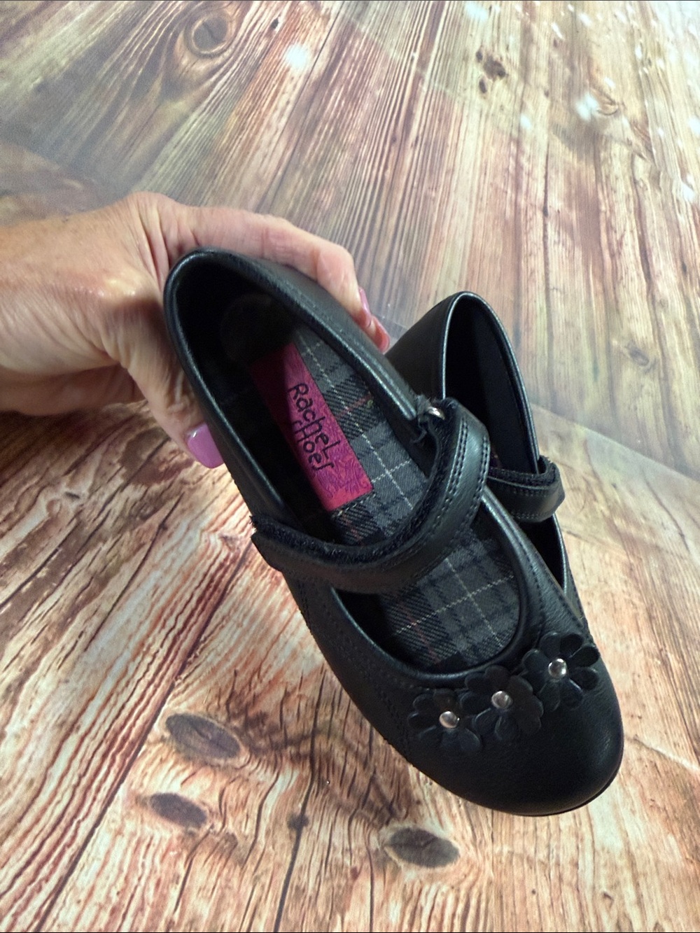 Stride Rite Black Girls Mary Jane Shoes with Flower Accents size: 13